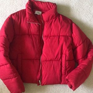 Urban outfitters red puffer jacket